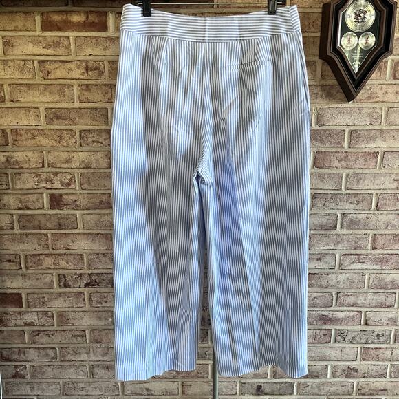 NWT: TALBOTS Blue White Linen Blend Wide Leg Crop Pants‎ 12 (K348) - Picture 5 of 11